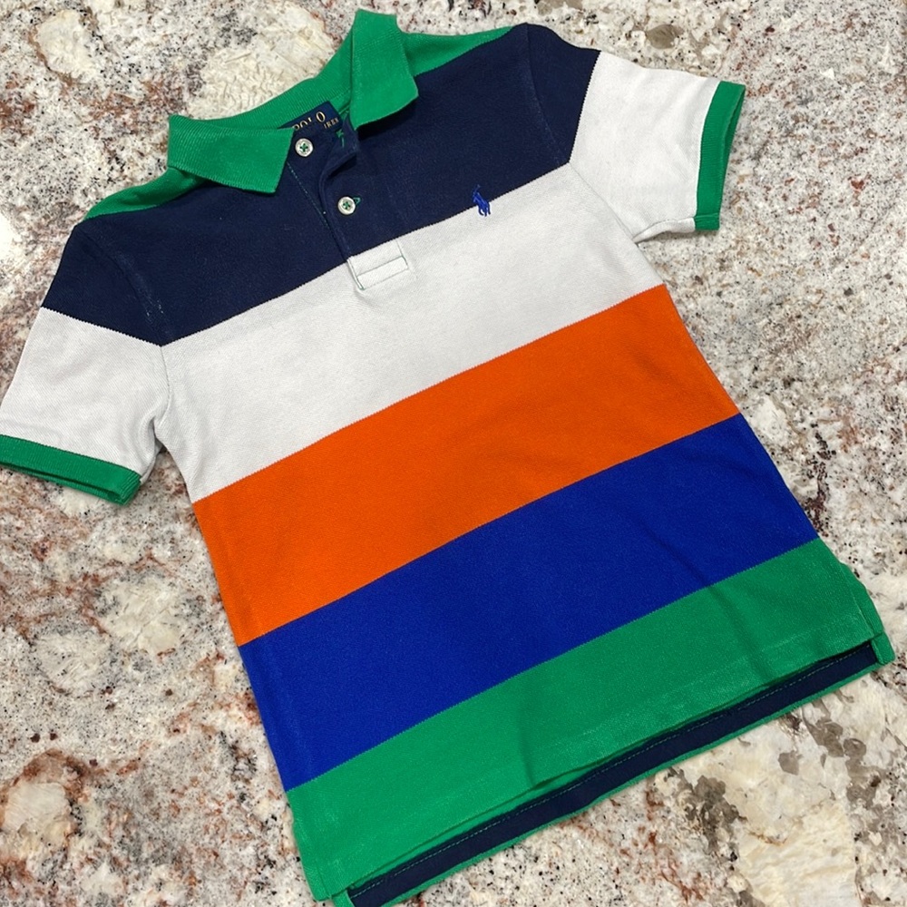 Little boys size 6 multi color striped Ralph Lauren polo